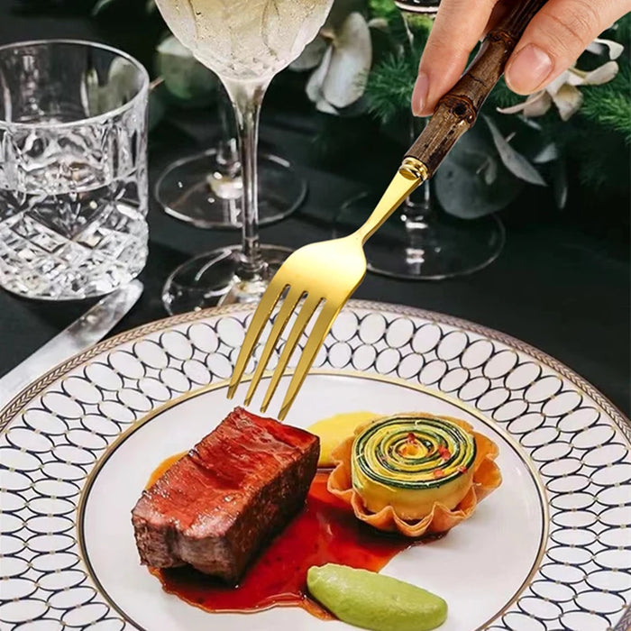Black Bamboo Steel Cutlery Set