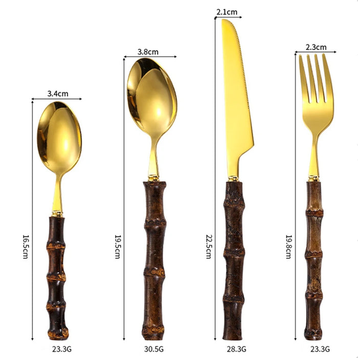 Black Bamboo Steel Cutlery Set